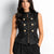 Black Faux Leather Military Vest