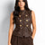 Dark Brown Faux Leather Military Vest