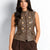 Coffee Brown Faux Leather Military Vest