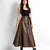 Dark Brown Faux Leather Wrap Midi Skirt