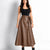 Coffee Brown Faux Leather Wrap Midi Skirt