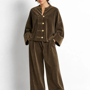 Brown Textured Velvet Japanese Set