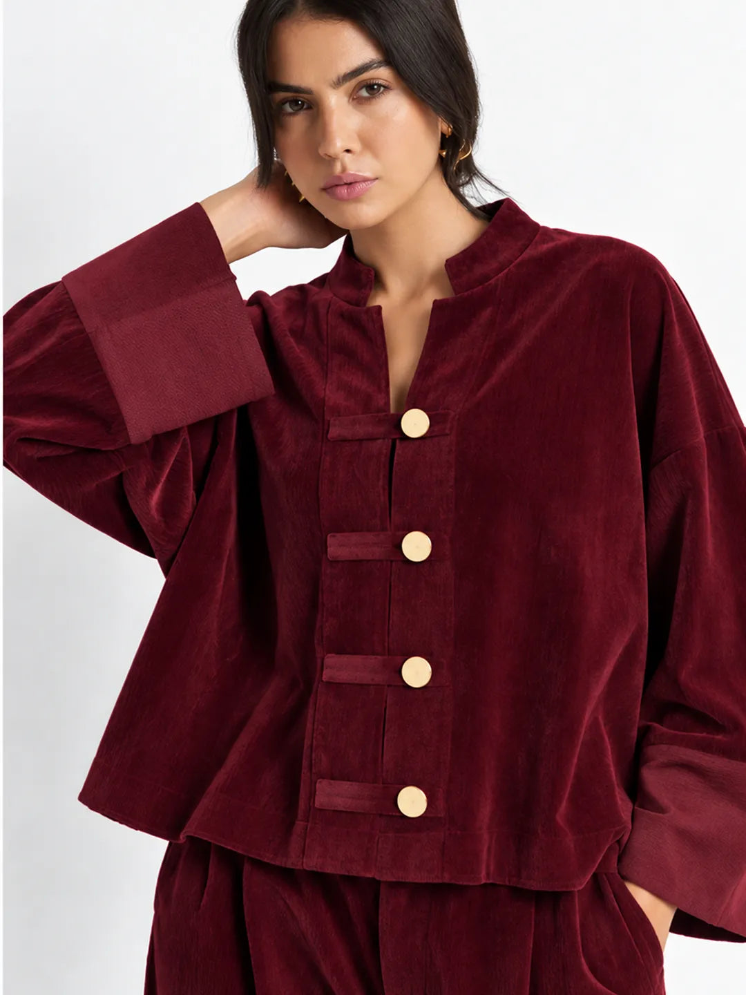 Burgundy Textured Velvet Japanese Set