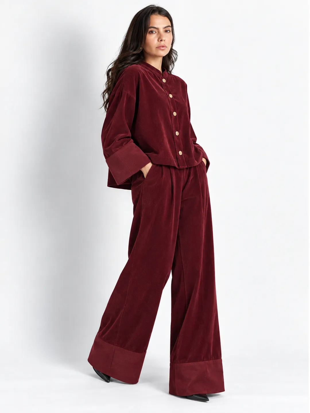 Burgundy Textured Velvet Japanese Set