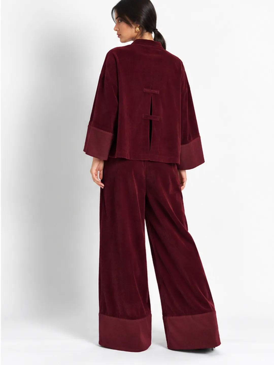 Burgundy Textured Velvet Japanese Set