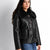 Black Faux Leather Fur Collar Jacket