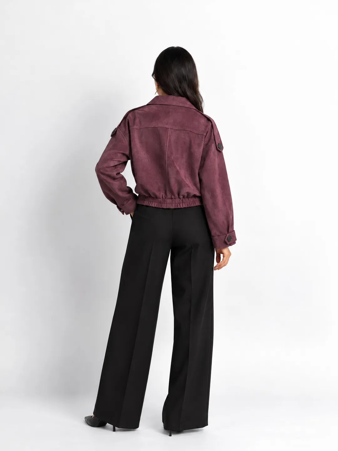 Burgundy Suede-Effect Jacket