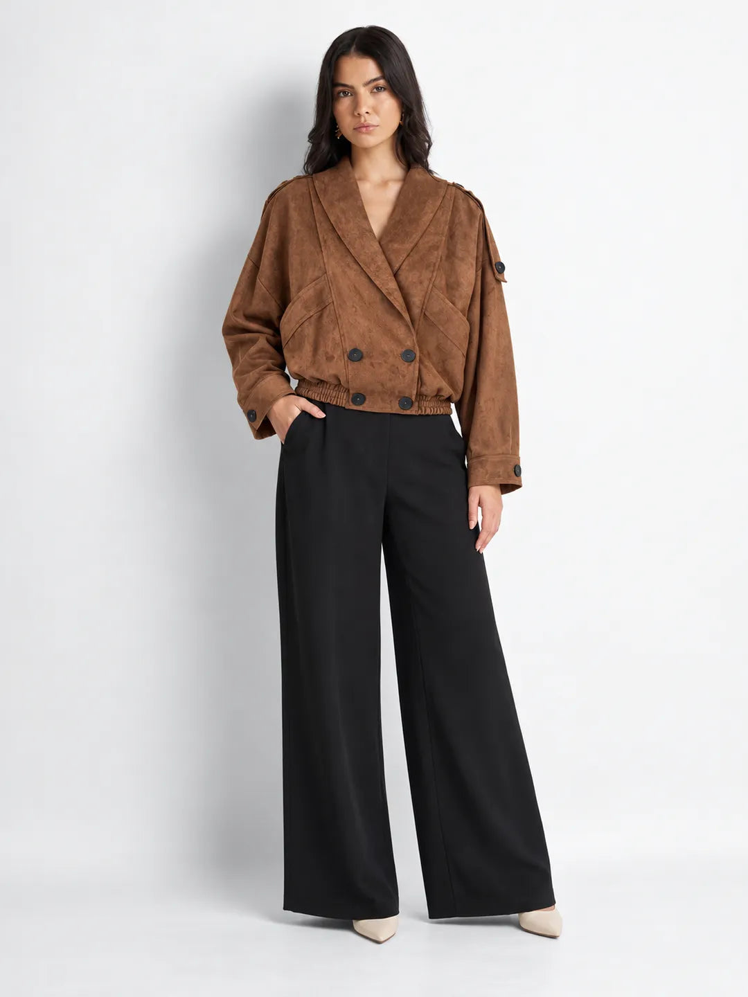 Camel Suede-Effect Jacket