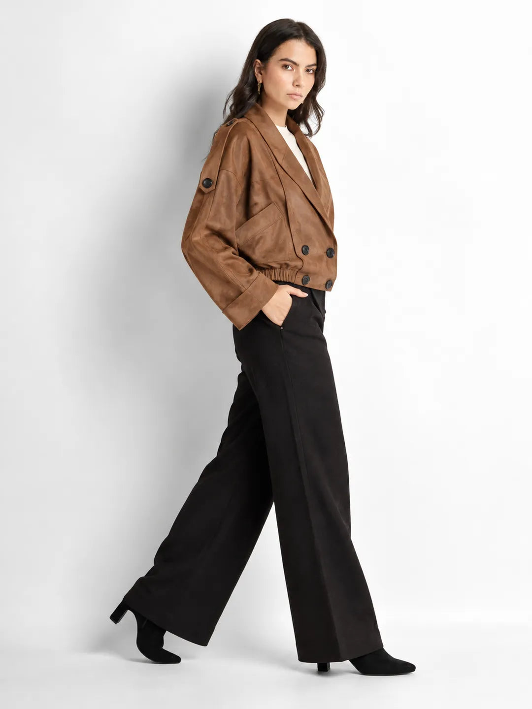 Camel Suede-Effect Jacket