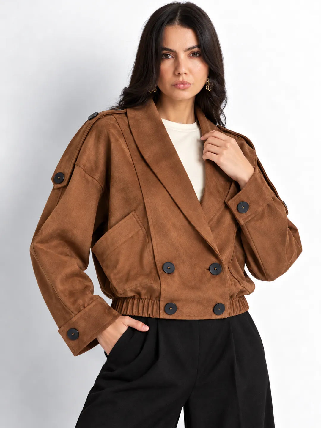 Camel Suede-Effect Jacket