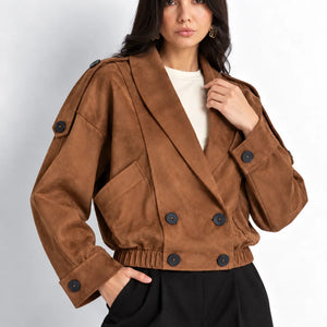 Camel Suede-Effect Jacket