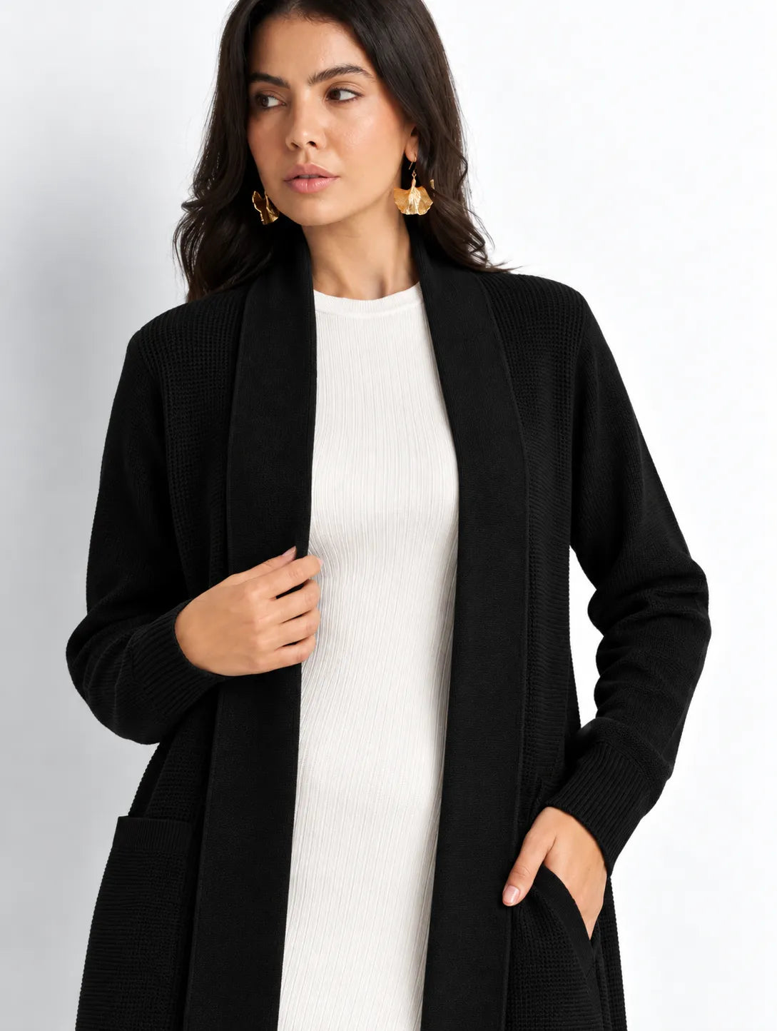 Black Soft Knit Longline Cardigan