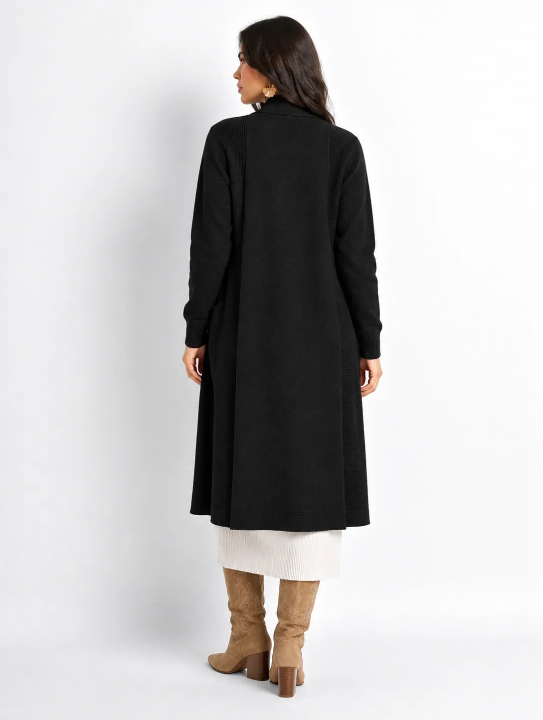 Black Soft Knit Longline Cardigan