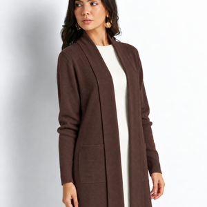 Brown Soft Knit Longline Cardigan