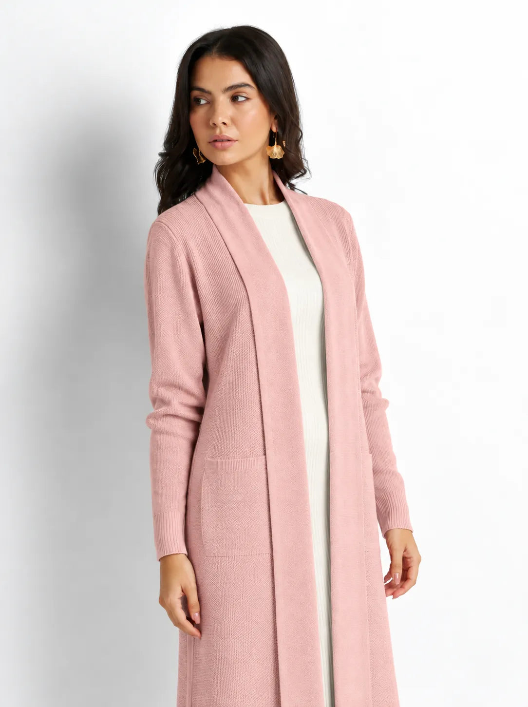 Pink Soft Knit Longline Cardigan