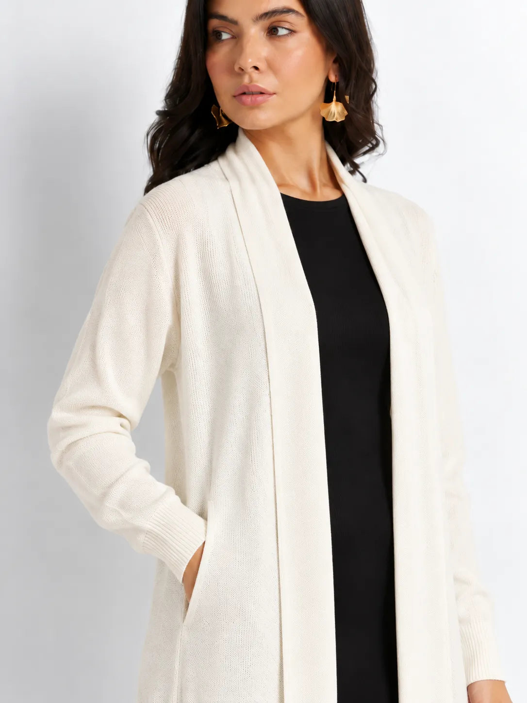 White Soft Knit Longline Cardigan