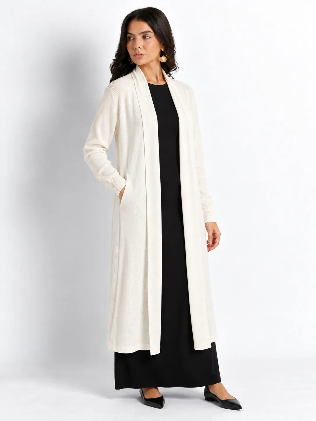 White Soft Knit Longline Cardigan