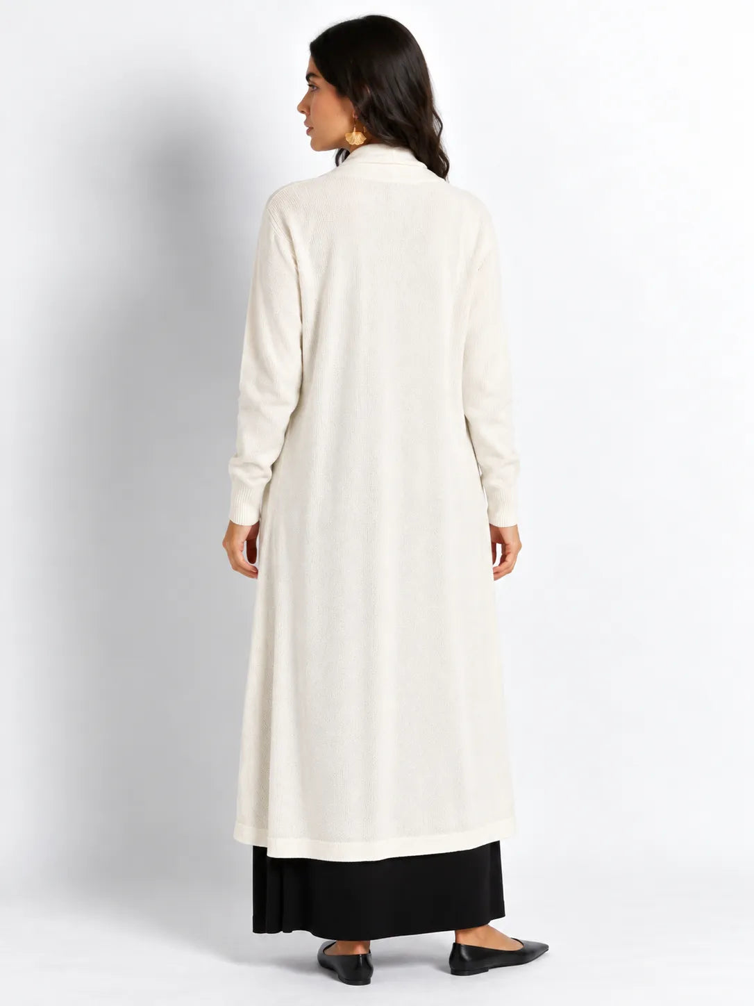 White Soft Knit Longline Cardigan