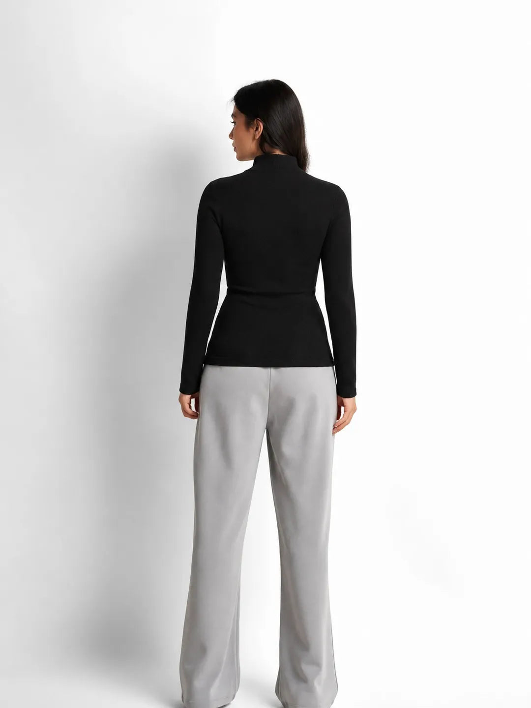 Black Wool High Neck Top