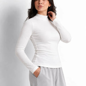 White Wool High Neck Top