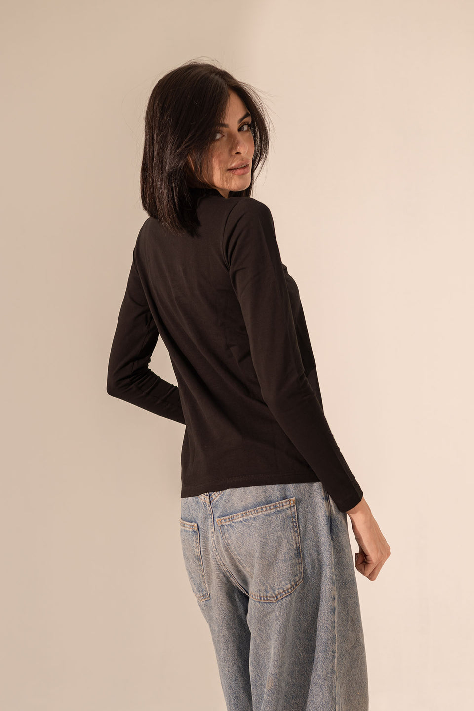 Black Long Sleeves Pure Cotton Basic