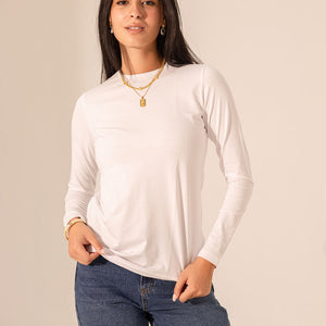 White Long Sleeves Cotton Basic