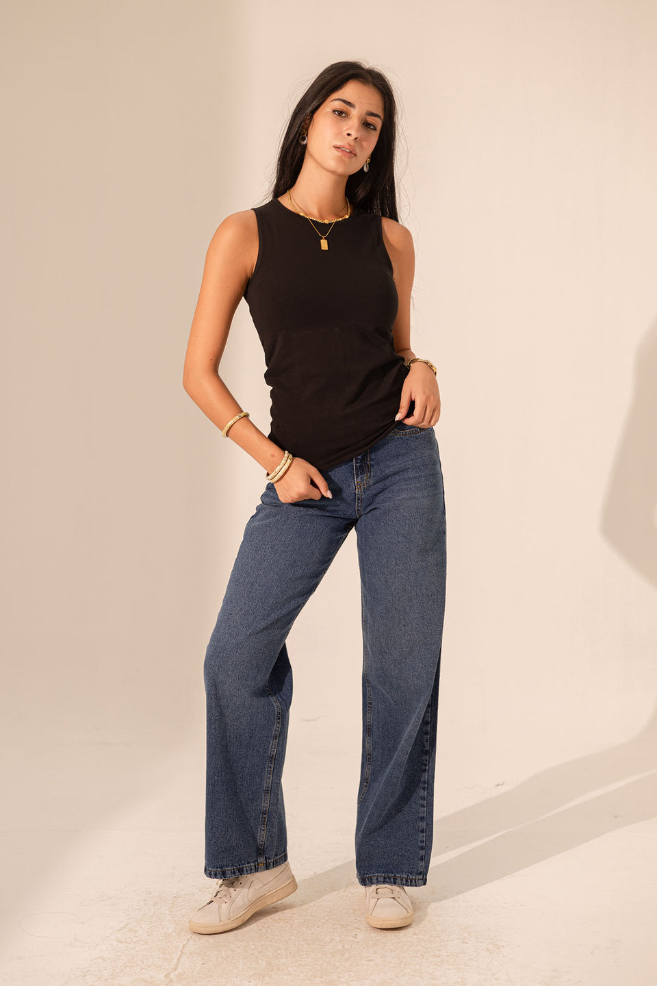 Black Sleevless Pure Cotton Basic