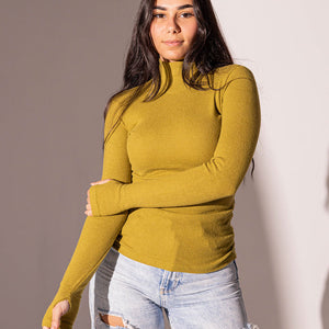 Olive Wool Basic With Finger Sleeves