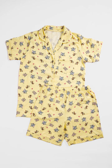 Tied Crew Patterned Summer Pajamas