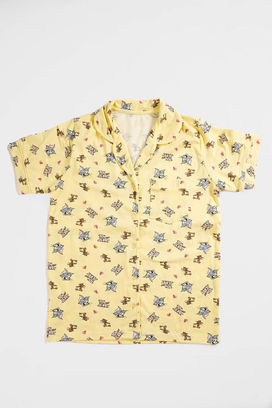 Tied Crew Patterned Summer Pajamas