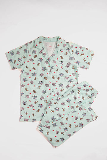 Tied Crew Patterned Summer Pajamas