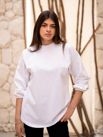 White Long Sleeves T-Shirt With Joubert