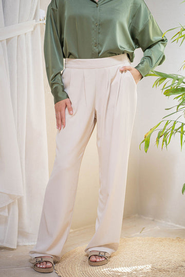 Beige Tailored Formal Pants