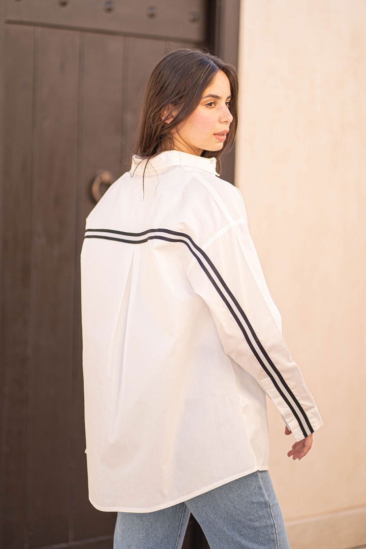 White Shirt with Striped Back
