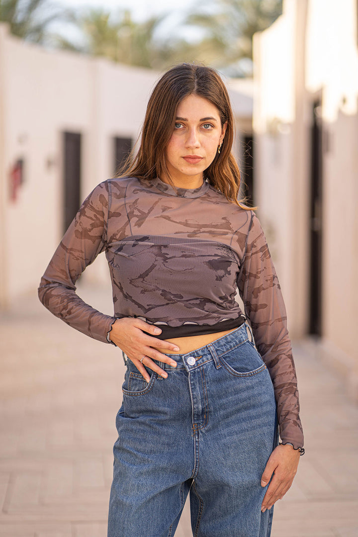 Long Sleeves Toll Patterned Blouse