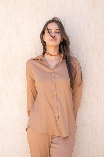 Brown Oversize Stain Shirt
