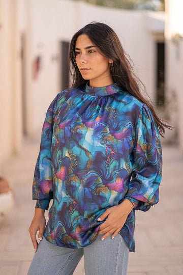 Colored Patterned Stain Blouse