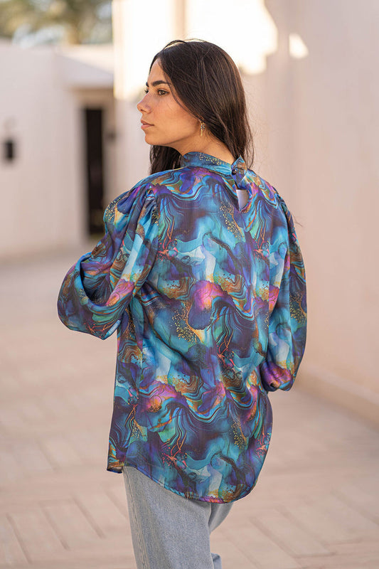 Colored Patterned Stain Blouse