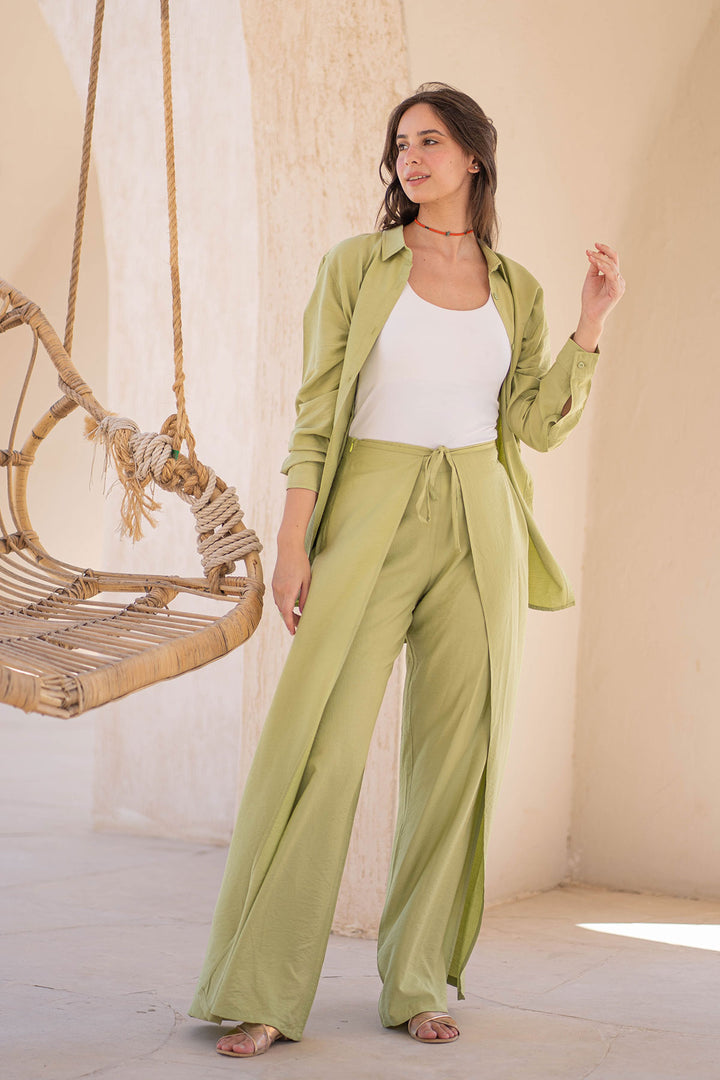 Lime Summer Tied Linen Set