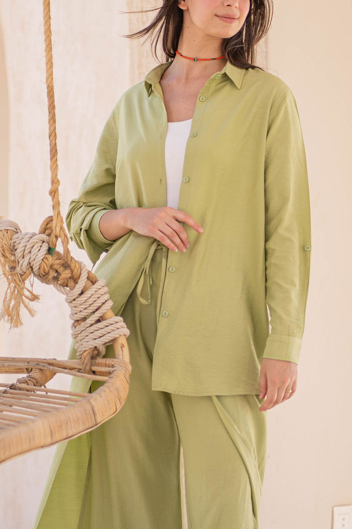 Lime Summer Tied Linen Set