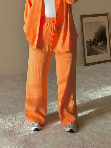 Orange Linen Comfort Pants