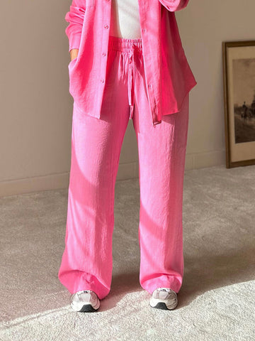 Pink Linen Comfort Pants