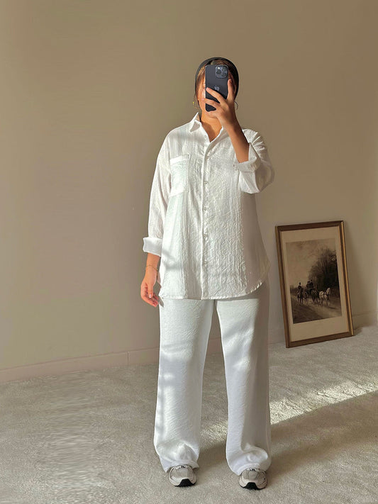 White Linen Comfort Pants