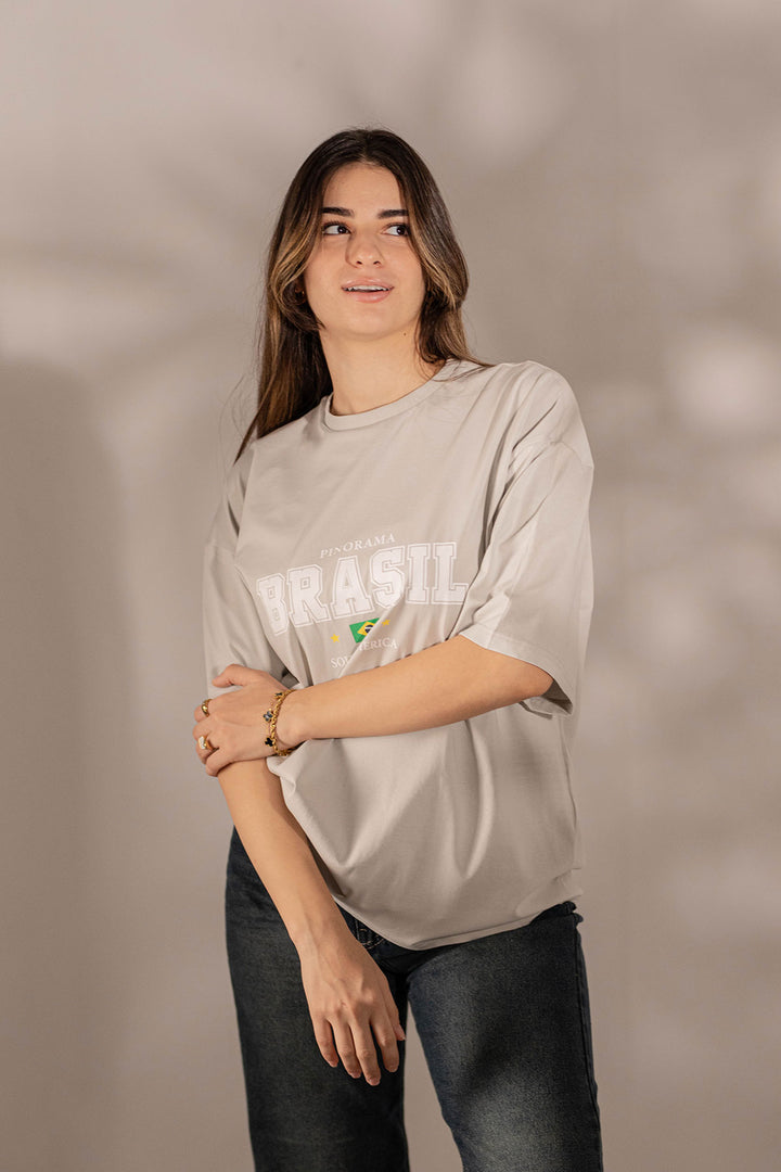 Grey Oversize Printed T-shirt