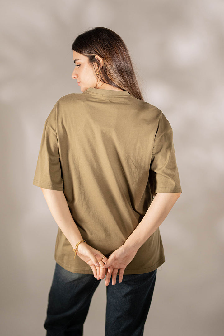 Olive Oversize Printed T-shirt