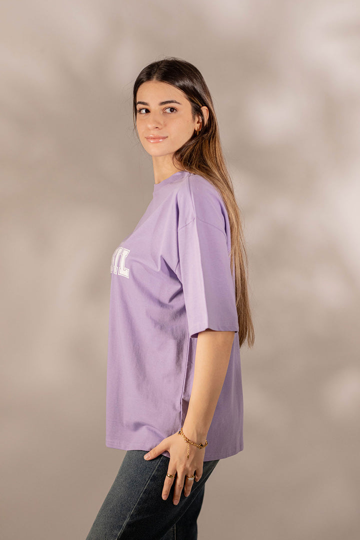 Purple Oversize Printed T-shirt