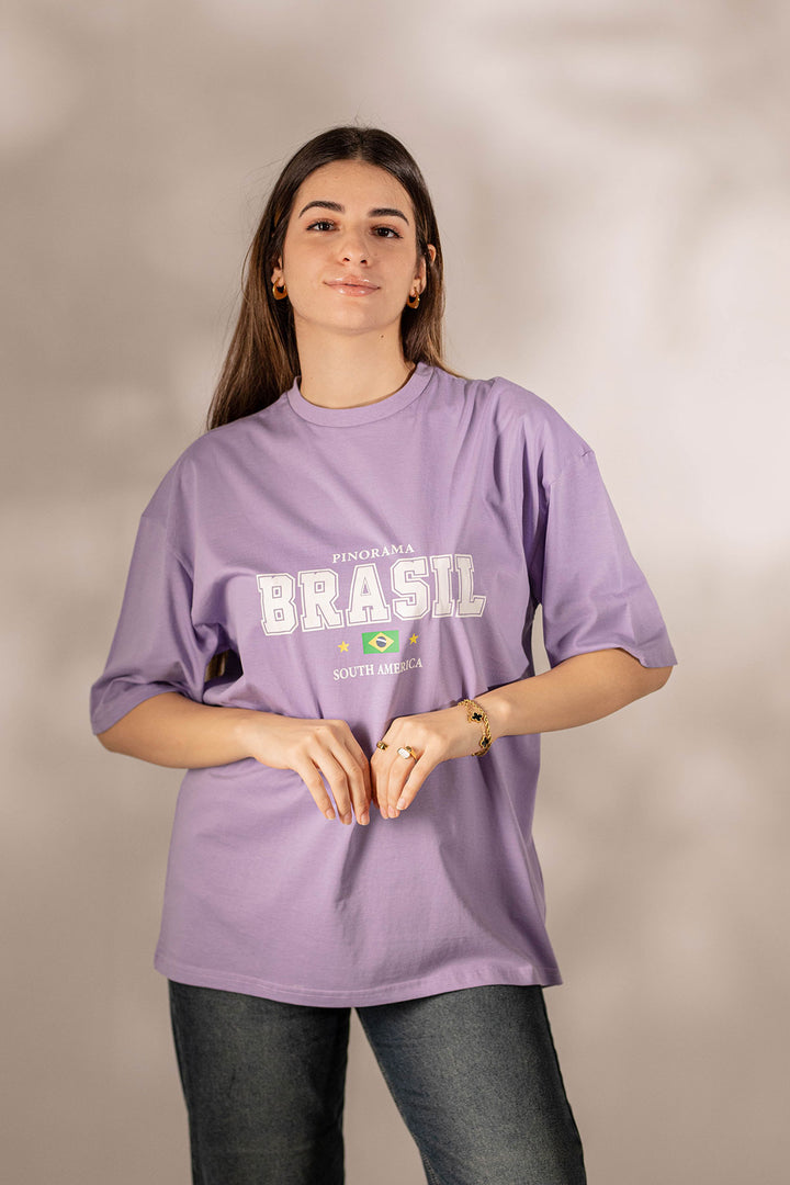 Purple Oversize Printed T-shirt