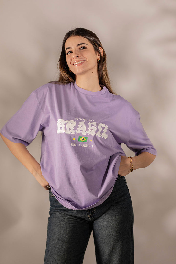 Purple Oversize Printed T-shirt