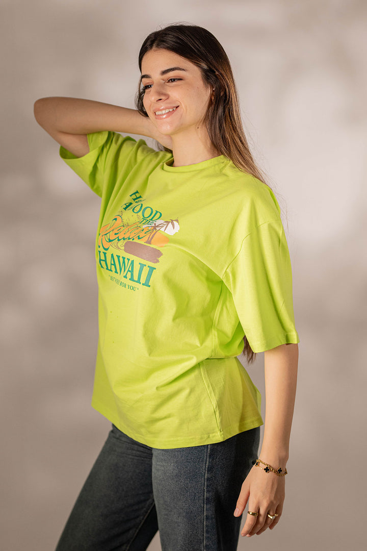 Lime Printed Oversize T-shirt