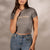 Grey Printed Cropped T-shirt